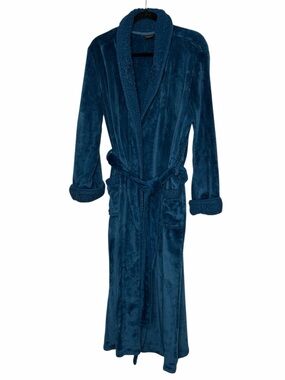 Natori Plush Deep Teal Long Shawl Collar Robe size large